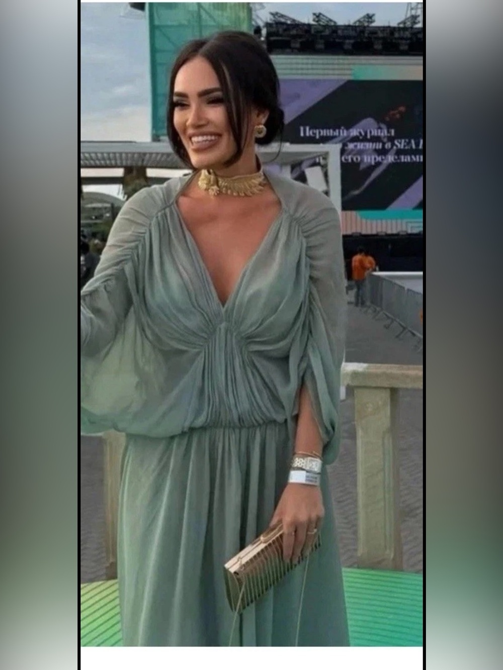 Zara Sage Green Knot-Front Maxi Dress - Picture 5 of 13